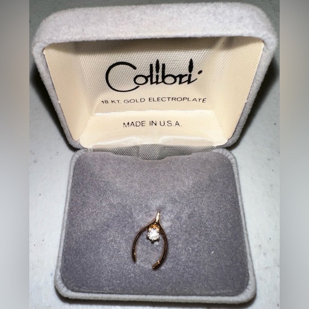 Colibri 18kt‎ Gold Electroplate Wishbone Diamond Tie Pin